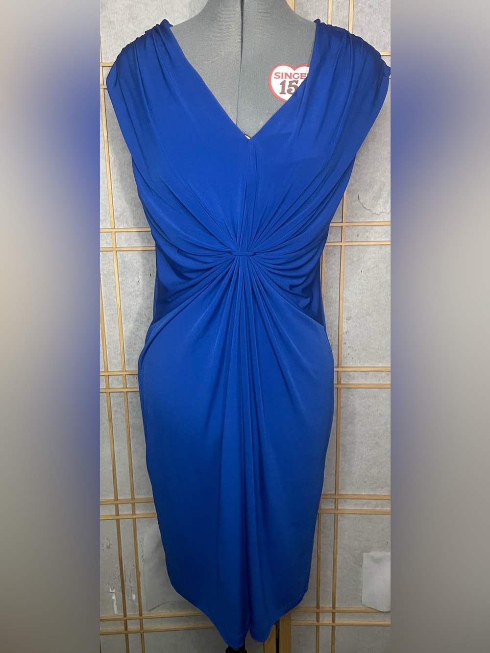 Marvin Richards Cobalt Blue Twist-Front Midi Dress